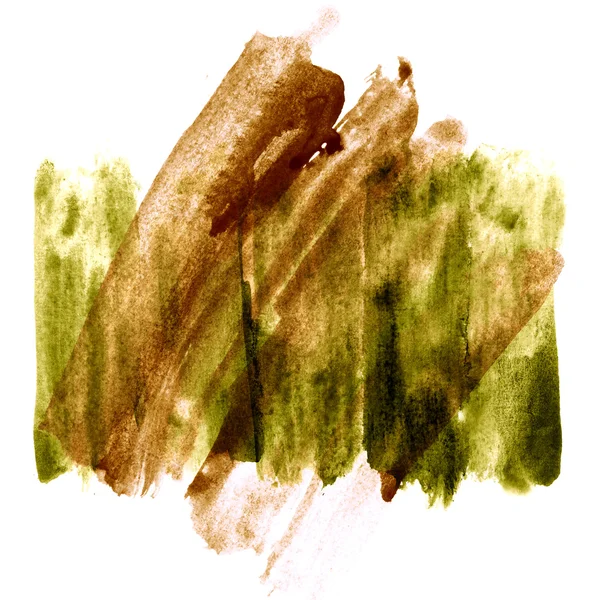 Stroke verde, marrom pintura respingos cor aquarela abstrato wa — Fotografia de Stock