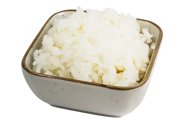 ホワイト バック グラウンド クリッピング ・ パス上に分離されてカップ調理した米料理 — ストック写真