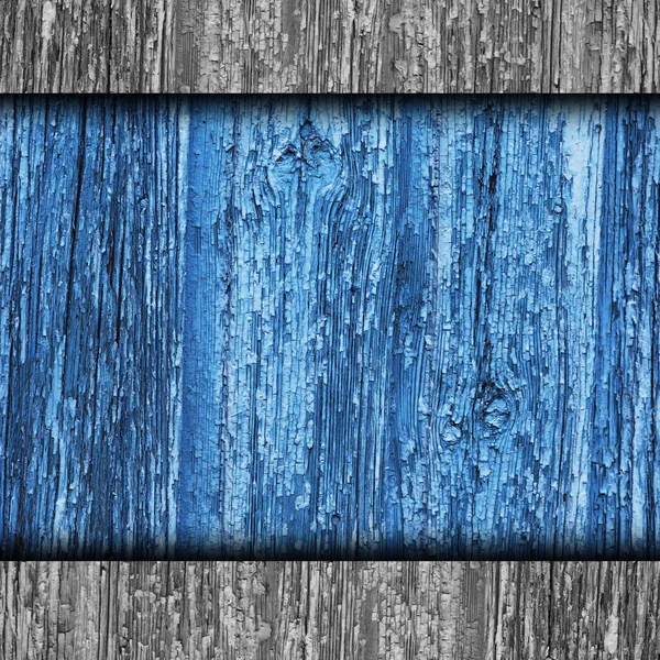 Fence texture wooden old blue, tree background your message wall — Stock Photo, Image