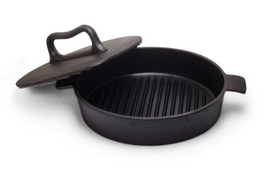 tavada mutfak tasarım Kavurma pan siyah kapak fry izole
