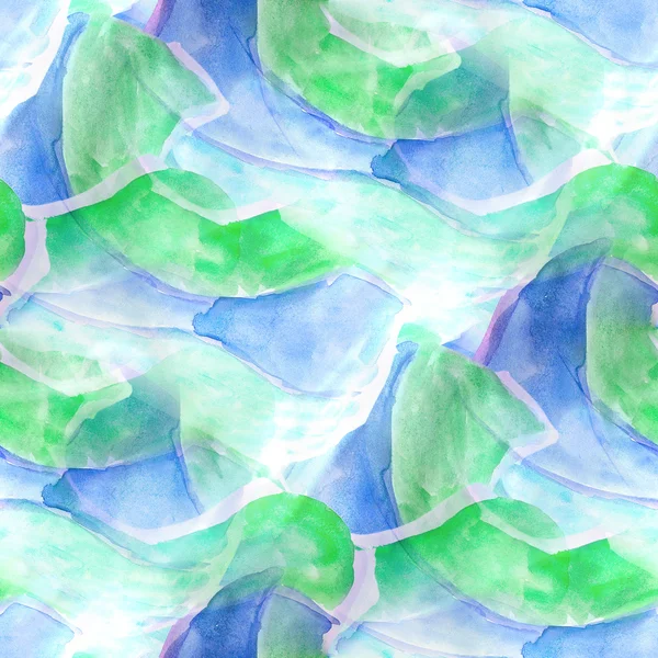 Motif fond texture aquarelle bleu, vert sans couture abstr — Photo