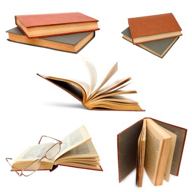 kitap açık arka plan eski kapak beyaz izole kağıt collecti ayarla