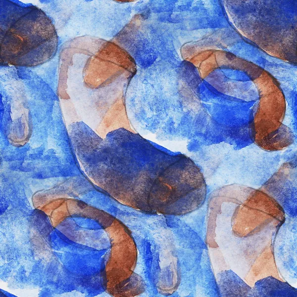 Bezešvé kubismus modré, hnědé abstraktního umění picasso textury waterco — Stock fotografie