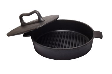 tavada mutfak tasarım Kavurma pan siyah kapak fry izole klip