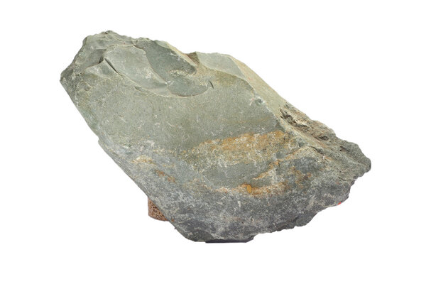 Stone gray single granite boulder large river isolated big rock