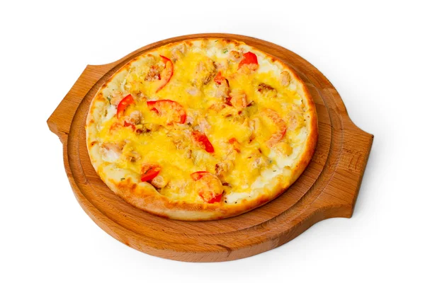 Cena aislada corteza rápida al horno pizza comida queso tomate italiano —  Fotos de Stock