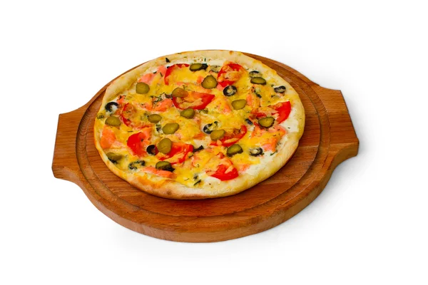 Pizza isolated white cucumber food cheese italian tomato meal fa — Stock Photo, Image
