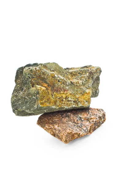 Stenen geïsoleerde witte natuurlijke achtergrond rock graniet solide bould — Stockfoto