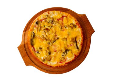 bir akşam yemeği kabuk İtalyan mantar yemek peynir pişmiş pizza hızlı olduğunu
