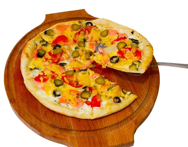 Okurka, samostatný pizzu jídlo italské rajčatové sýr bílý potravin — Stock fotografie