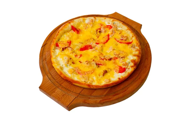 Pizza al horno aislada corteza de la cena rápida un tomillo de queso de comida italiana —  Fotos de Stock