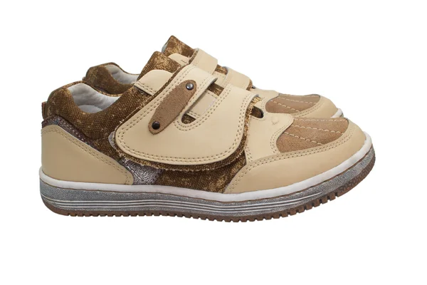 Isolerad skor vit sko två barn par nya baby boy liten fot — Stockfoto