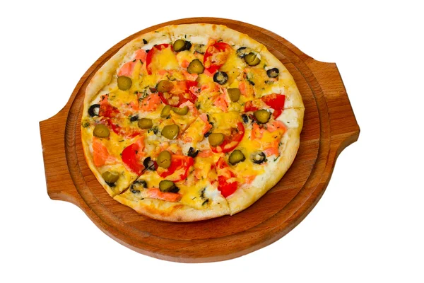 Pizza izolované bílé okurky potravin sýr italské jídlo rajčatovou — Stock fotografie