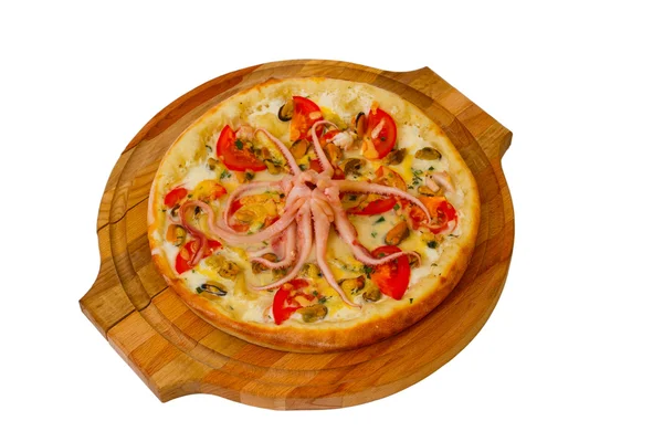 Pizza izole ahtapot beyaz peynir yemek İtalyan domates yemek fas — Stok fotoğraf