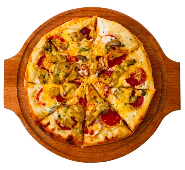 Pizza blanc isolé fromage italien tomate repas dîner rapide — Photo