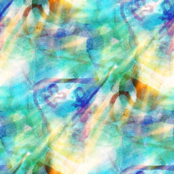 日光抽象的な水彩画は、緑青いシームレス テクスチャ手 pa — ストック写真