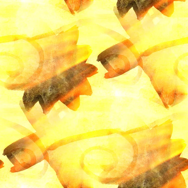 Światło słoneczne sztuki obraz akwarela bezszwowe kubizm żółty deseń — Zdjęcie stockowe