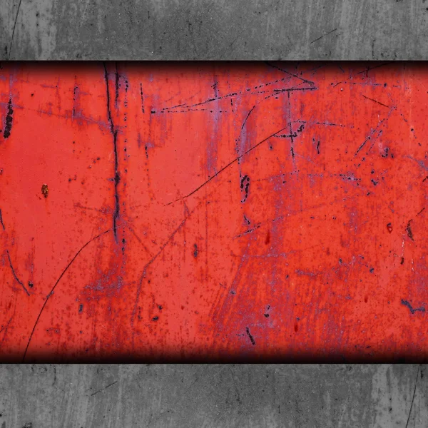Kırmızı zemin metal doku grunge demir duvar eski paslı paslı pat — Stok fotoğraf