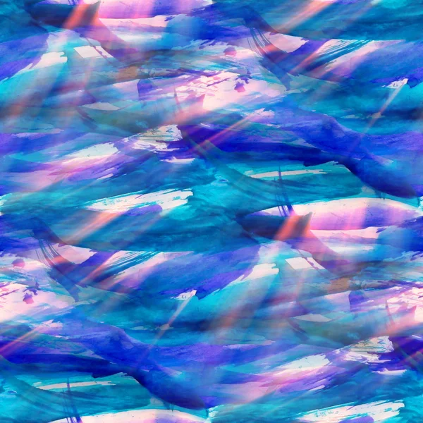 Światło słoneczne obraz akwarela bezszwowe tło niebieskie ramki — Zdjęcie stockowe