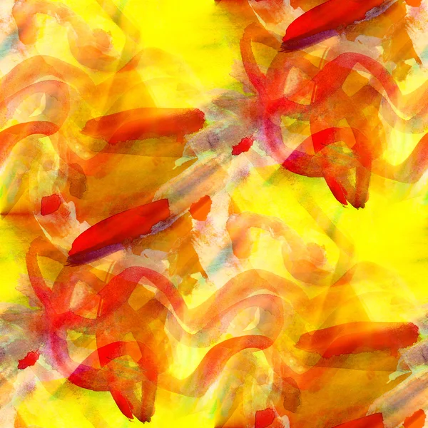 Luz del sol acuarela arte rojo amarillo sin costuras abstracta textura pai — Foto de Stock