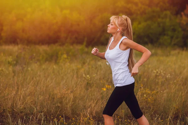 Fitness woman sport running runner nature girl lifestyle female — Stock Photo, Image