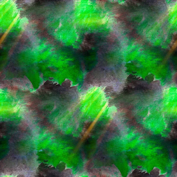 Солнечная краска зеленые черные пятна бесшовные фоновые акварели — стоковое фото