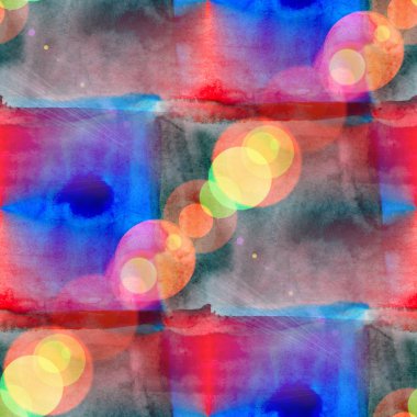 bokeh soyut mavi kırmızı sulu boya Dikişsiz doku el boyalı