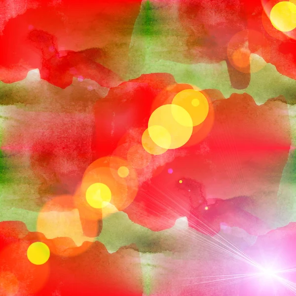 Bokeh abstrait rouge vert aquarelle art texture transparente main pa — Photo