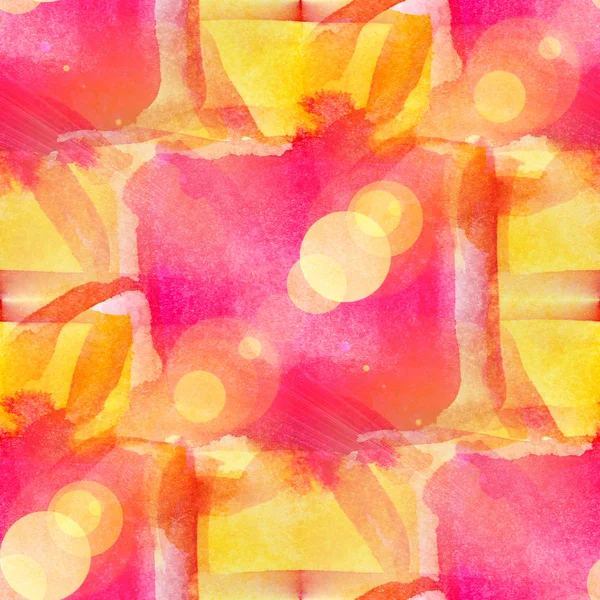 Bokeh abstrait jaune, aquarelle rouge, texture transparente pai main — Photo