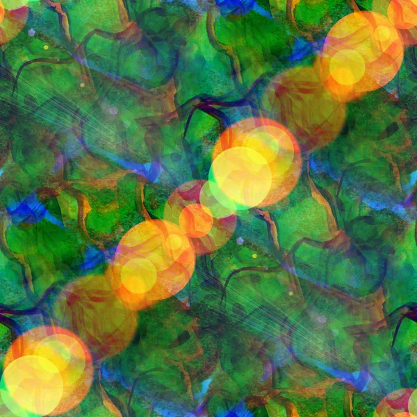 Bokeh arte sem costura textura fundo verde aquarela abstrato — Fotografia de Stock