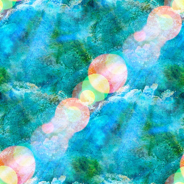 Bokeh nahtlose Hintergrund Hand Art Aquarell blau grün Pinsel — Stockfoto