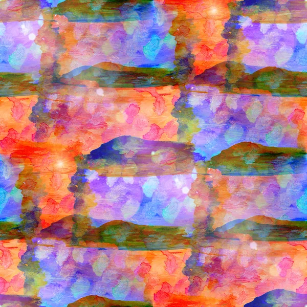 Sun glare grunge texture, watercolor seamless background drawn b — Stock Photo, Image