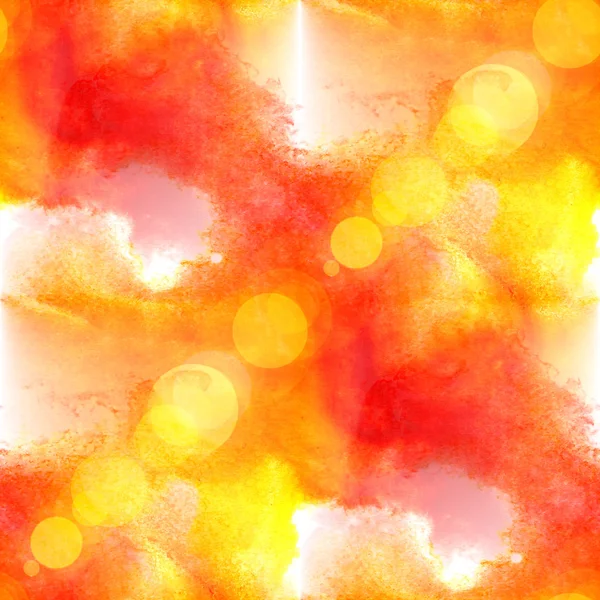 Solen bländning akvarell röd gul på vitt för din design — Stockfoto