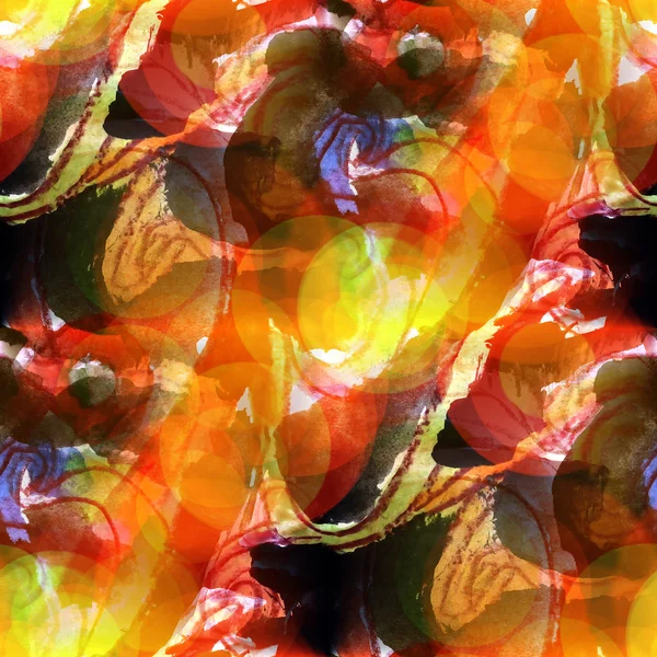 Sunlight abstract black, red, green, art watercolor stain — Stock Photo, Image