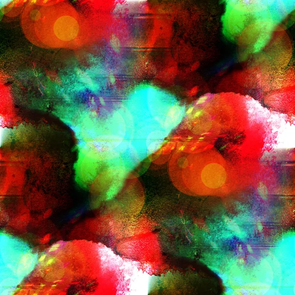 Sunlight seamless green, red abstract art texture watercolor wal — Stock Photo, Image
