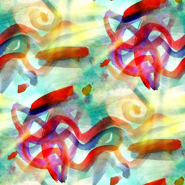 Sol arte textura abstracto agua azul, rojo, ornamento color se — Foto de Stock
