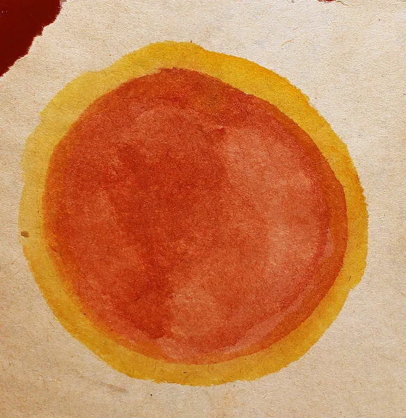 跨旧复古圆形褐色水彩红黄色抽象 ba — 图库照片