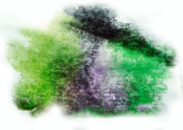 Watercolor green, purple splash isolated spot handmade colored b — Stock Photo, Image