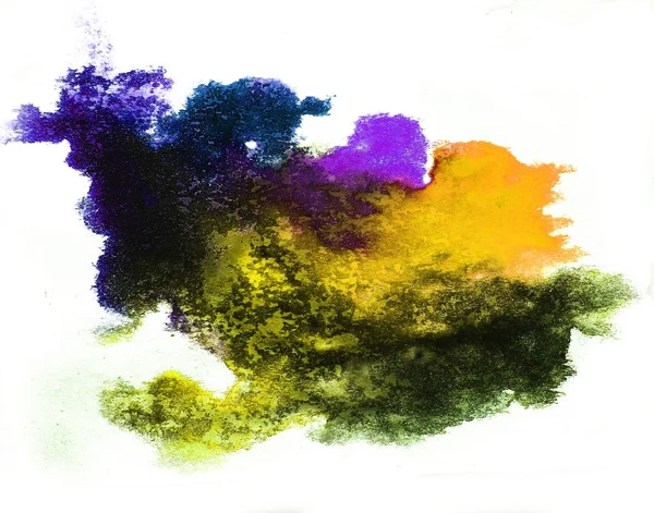 Watercolor splash yellow, purple isolated spot handmade colored — Stock Photo, Image