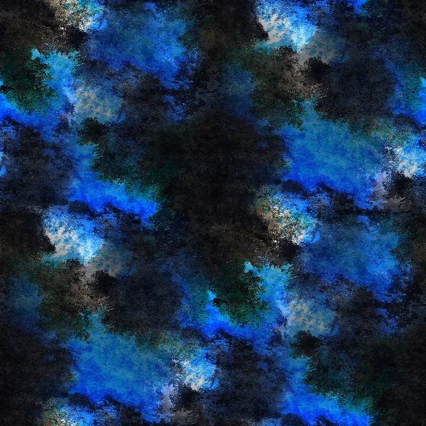 Watercolor seamless texture blue, black background paint abstrac — Stock Photo, Image