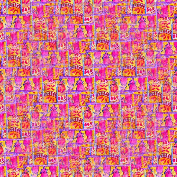 Wallpaper pink yellow seamless cubism abstract art Picasso textu — Stock Photo, Image