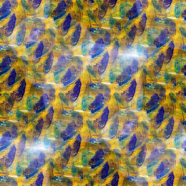 Deslumbramiento de acuarela abstracta amarillo, azul, texto sin costura verde — Foto de Stock