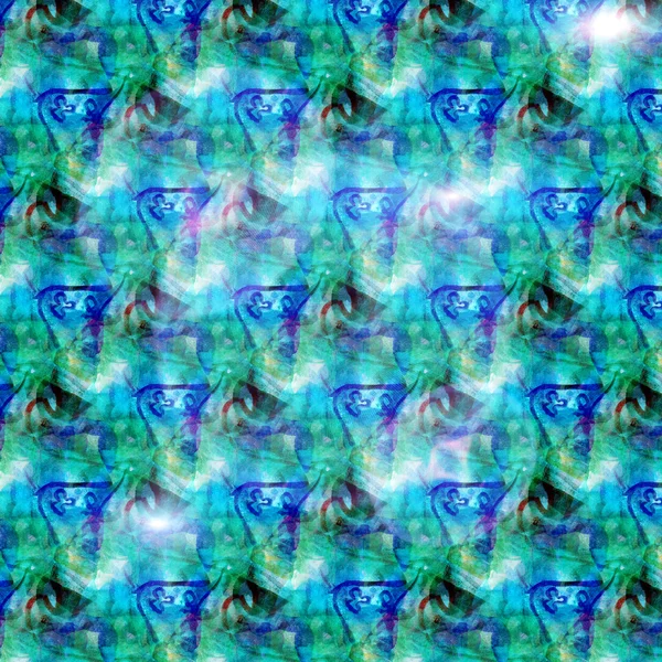 Blendung aus abstrakten Aquarell grün blau nahtlose Textur Hand — Stockfoto