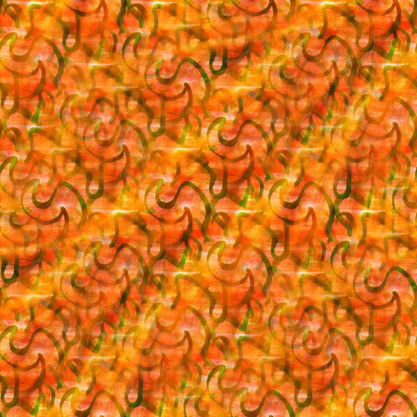 阳光漆橙色，绿色线无缝背景 watercolo — 图库照片