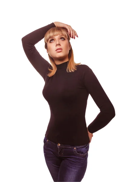 Blond woman looking up — Stock Photo, Image