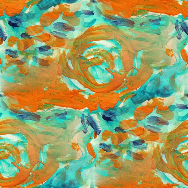 Акварельний фон помаранчевий, синя безшовна текстура абстрактна пара — стокове фото