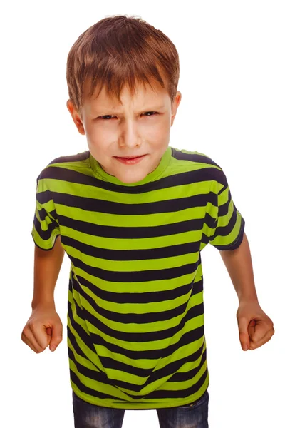Irritado menino loiro valentão maus combates agressivos — Fotografia de Stock