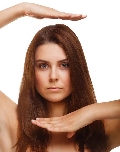 Women perfect skin and hands eyes isolated — Stock Photo, Image