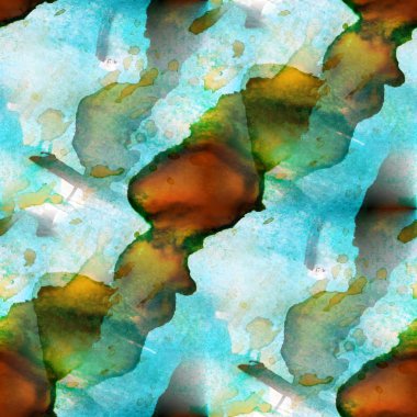 Mavi, kahverengi sorunsuz doku suluboya arka plan abstra Tasarla