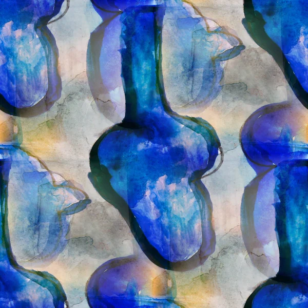 Дизайн синий узор бесшовной текстуры акварели фон abstr — стоковое фото